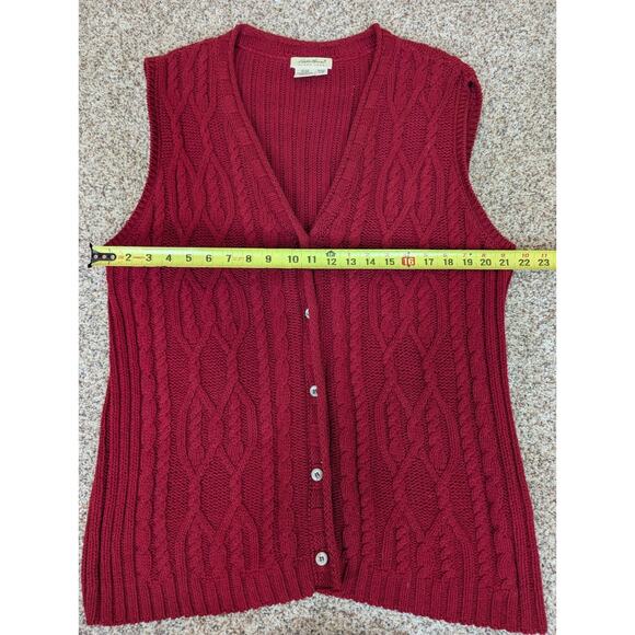 Eddie Bauer Red Cable Knit Cardigan Vest - Picture 5 of 5